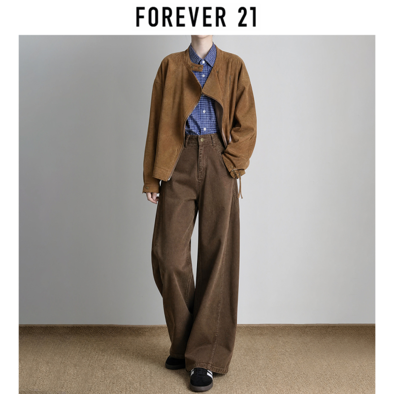 Forever 21 Melard Coffee-Colored Wide-Leg Jeans for Women, 2026 Autumn New Loose Straight-Leg Floor-Length Pants Forever 21 Melard Coffee-Colored Wide-Leg Jeans for Women, 2026 Autumn New Loose Straight-Leg Floor-Length Pants