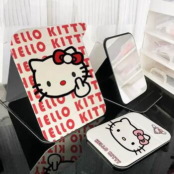 Cute desktop folding makeup mirror bedroom student dormitory portable desktop hand-held dressing mirror mj