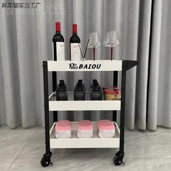 Green three-layer small push industrial wind 37196 hand tool cart cart cart silent roller storage parts transfer