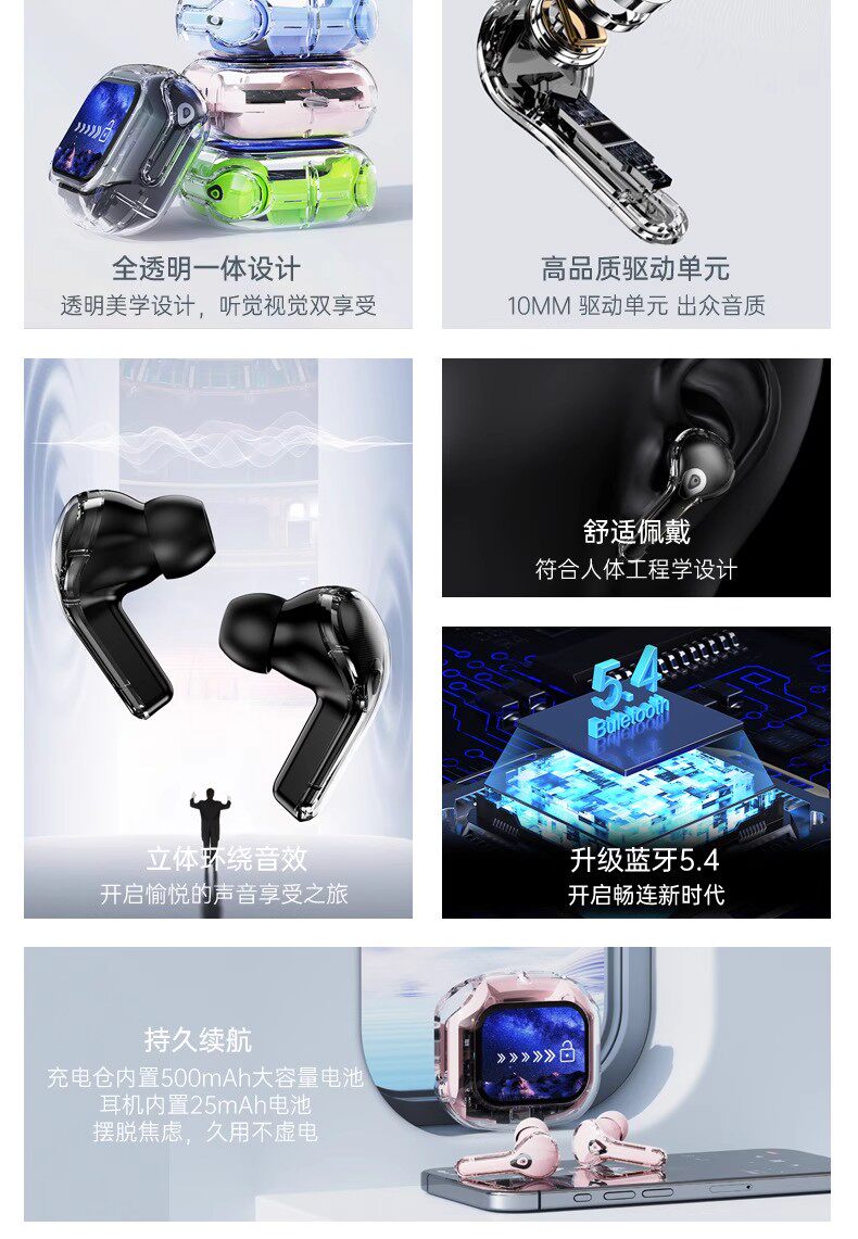 Беспроводные наушники Zhi Yu Crystal Blue Ultimate