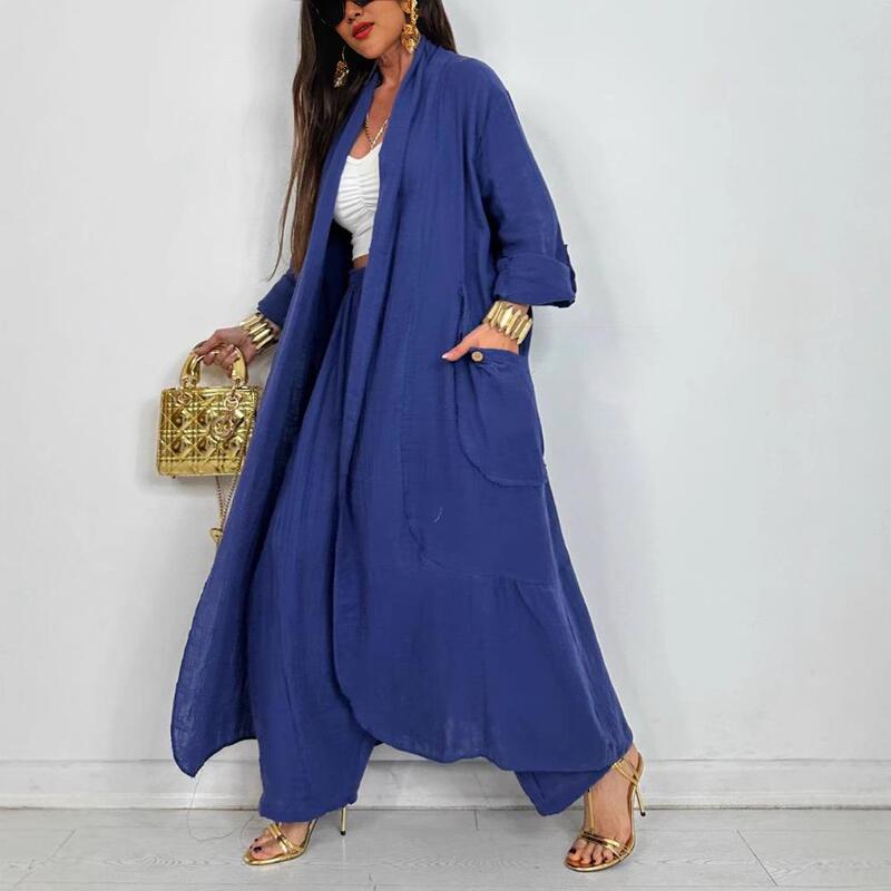 2025 European and American Amazon Independent Site Aliexpress Cardigan Long Shirt Fashion Solid Color Casual Suit