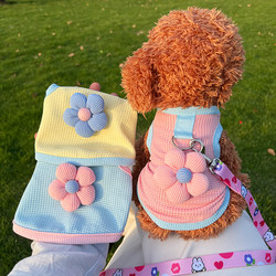 Teddy Small Clothes, Panda-Like Spring and Summer Pet Dog Clothes, Cute Puppy Vest with Leash, Anti-Shedding