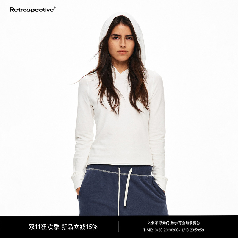 Rpt (Retropective) "Retro Series" Hasselblad-Style Rolled-Hem Cotton Hoodie, Slim-Fit, Long-Sleeved Rpt (Retropective) "Retro Series" Hasselblad-Style Rolled-Hem Cotton Hoodie, Slim-Fit, Long-Sleeved