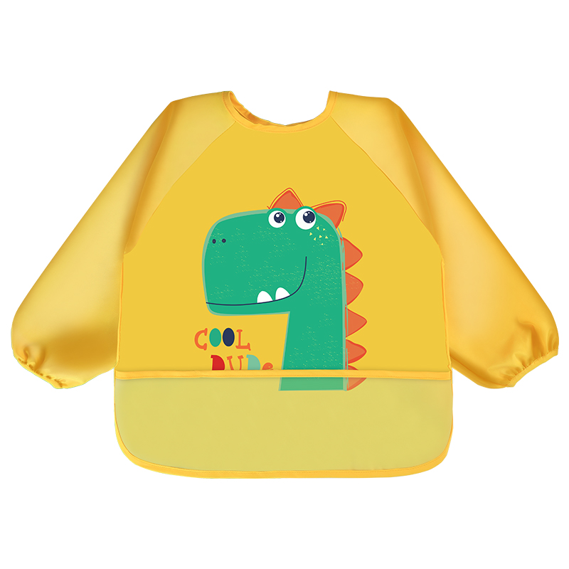 Children's smock, baby waterproof eating bib, baby rice pocket, anti-dirty long-sleeved outer wear, reverse wear protective clothing, painting apron