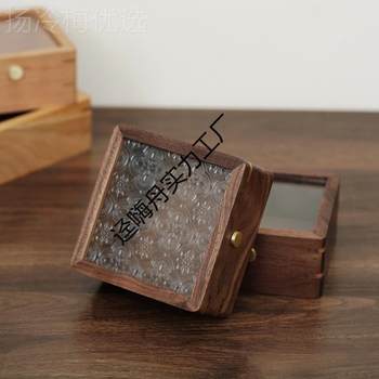 Transparent box glass head cover dust blind box debris wood storage anti-box decoration decoration award exhibition dar display box solid belt