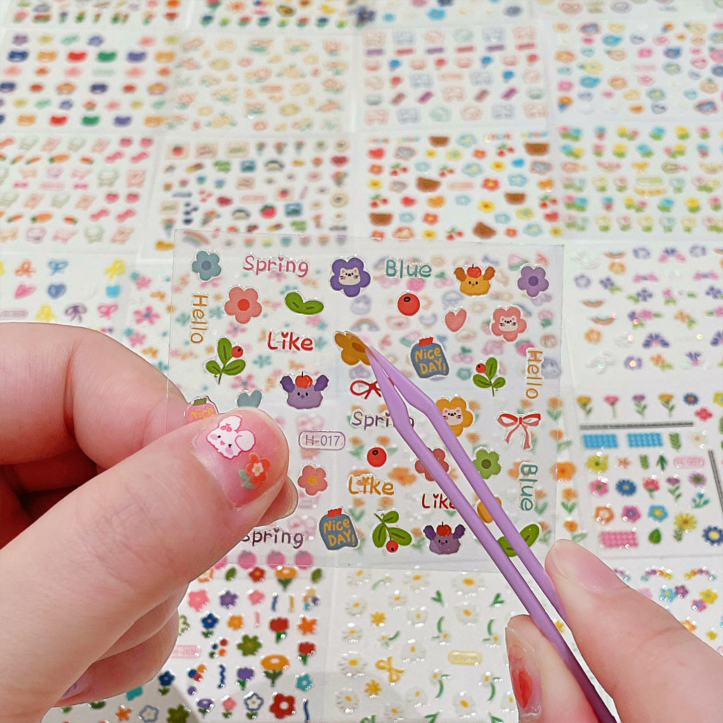 Kids Cartoon Rabbit Nail Stickers Waterproof Princess Art - Detail image 4