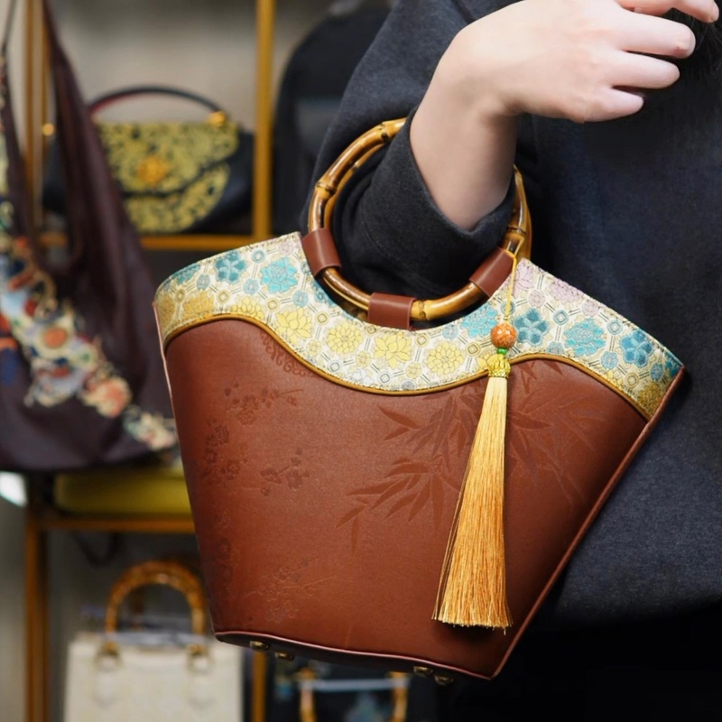 New Chinese-Style National Trend Xiangyun Silk Light Luxury High-End Women's Bag, Versatile New Handbag, Crossbody Bag, Shoulder Bag