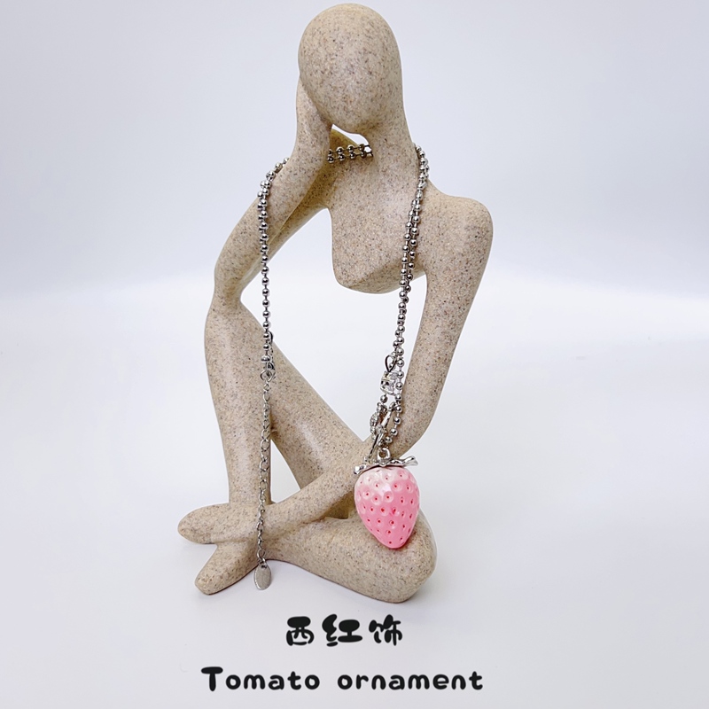 Tomato Korea Dongdaemun Classic Three-Dimensional Small Strawberry Necklace Hair Clip X080