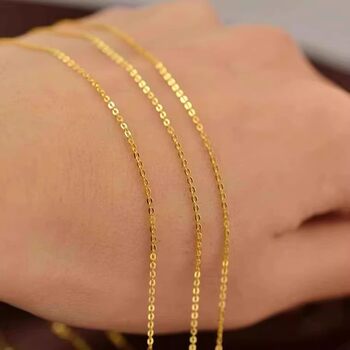 Genuine au750 steel stamped 18k gold necklace for women platinum k gold water ripple gold pure gold chain fine gold o-shaped chain