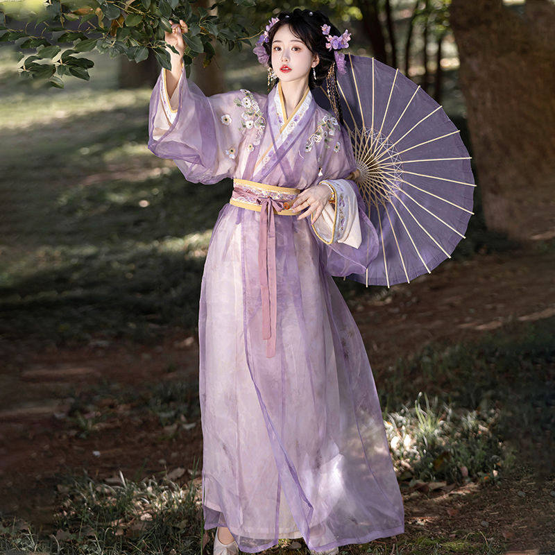 兮织锦原创井天2025新款汉服女直裾清新改良战国袍紫色汉服齐腰_古风_淘宝游戏网