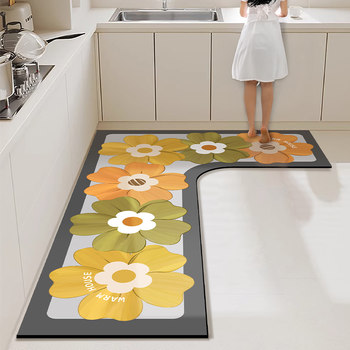 Xiaohua kitchen l-shaped floor mat non-slip anti-oil water-absorbent mat door mat waterproof wipeable no-clean carpet