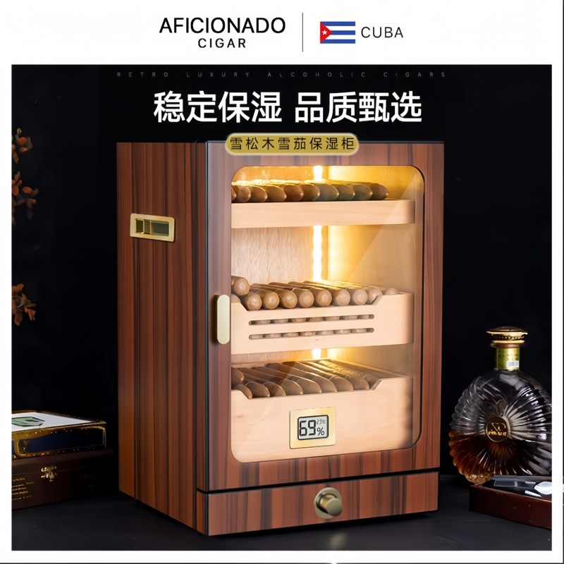 Cubacigar Cedar Wood Cigar Humidor with Led Light, Transparent Window, Three-Layer Large Capacity, Constant Temperature and Humidity Cigar Box Cubacigar Cedar Wood Cigar Humidor with Led Light, Transparent Window, Three-Layer Large Capacity, Constant Temperature and Humidity Cigar Box