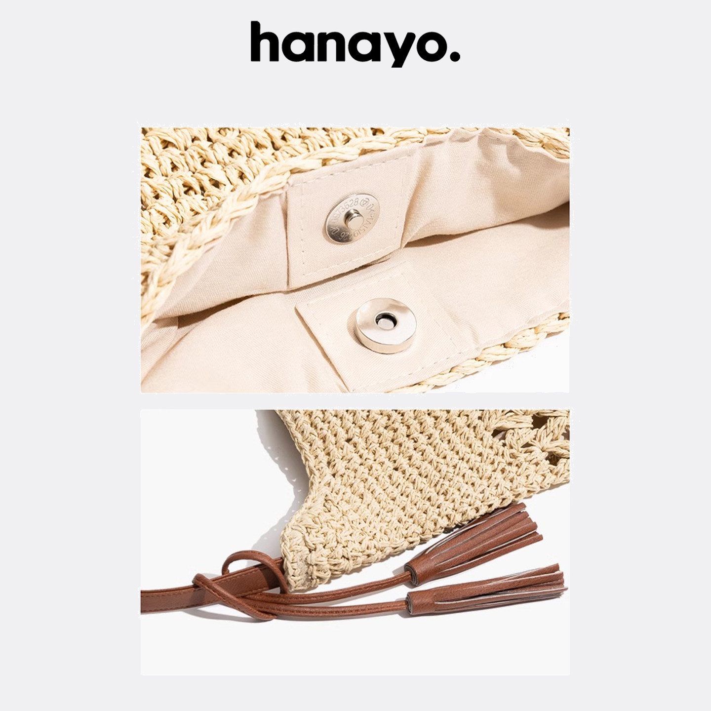 Hanayo Women's 2026 New Bohemian Woven Shoulder Bag, Trendy Straw Beach Vacation Casual Bag - Thumbnail 5
