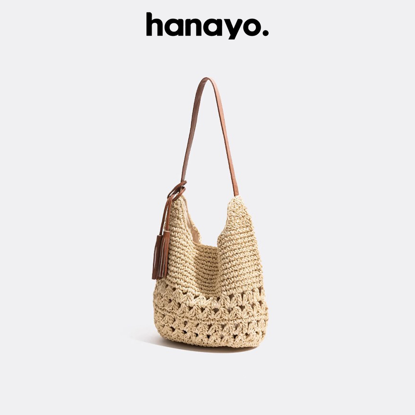 Hanayo Women's 2026 New Bohemian Woven Shoulder Bag, Trendy Straw Beach Vacation Casual Bag - Thumbnail 3