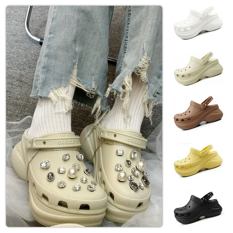 Crocs Retro Clog Little Whale Bae Thick-Soled Sandals Height-Increasing Clogs Women's Shoes 206302