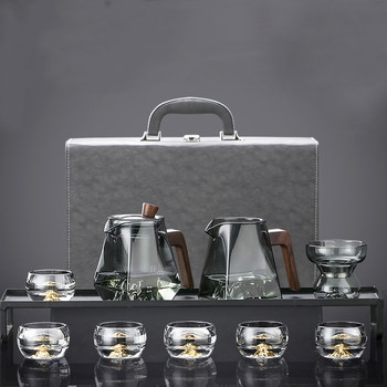 Light Luxury High-End Glass Tea Set for Home and Office Use, 2025 New Model, Anti-Scald Teapot, Tea Brewing Gift Box Set