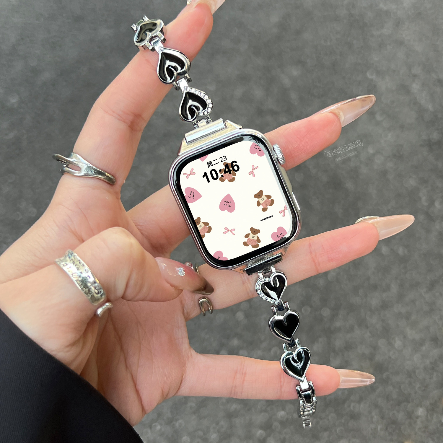 华为Watch Fit系列表带升级：金属爱心链能否取代塑料表带的日常？_智能手表手环表带_淘宝数码网