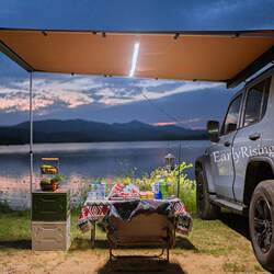 Che Chuxu Outdoor UV Car Side 알루미늄 합금 텐트 고무 하드 코어 사이드 텐트 지붕 하늘 커튼 검은 자동차 Yue
