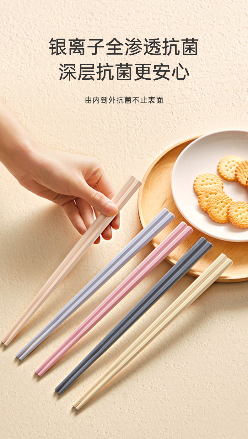 安享好物 安享A级筷子-炊大皇马卡龙色合金筷 国标 