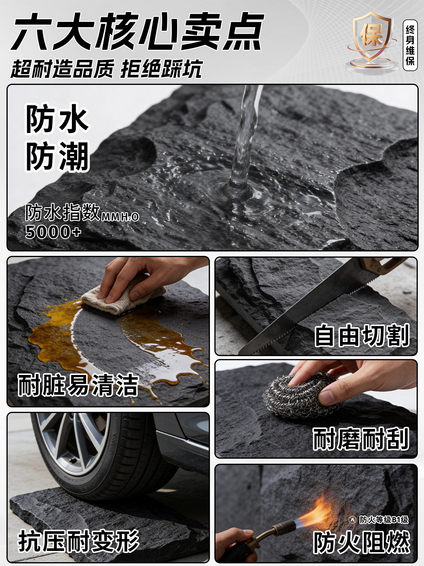Simulated Slate Large Slab Ultra-Thin Pu Imitation Stone Background Wall Mushroom Stone Pu Stone Skin Lightweight Cultural Stone Exterior Wall Tiles