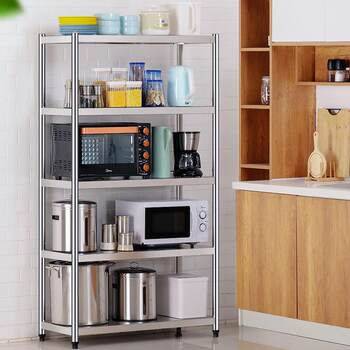 Stainless steel kitchen storage rack five-layer floor-standing multi-layer storage rack microwave oven shelf debris rack storage rack