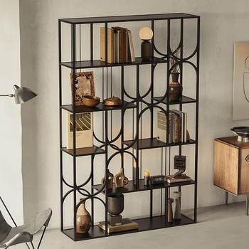 Modern living room wrought iron bookshelf floor-standing household simple vertical multi-layer bookcase storage rack display rack