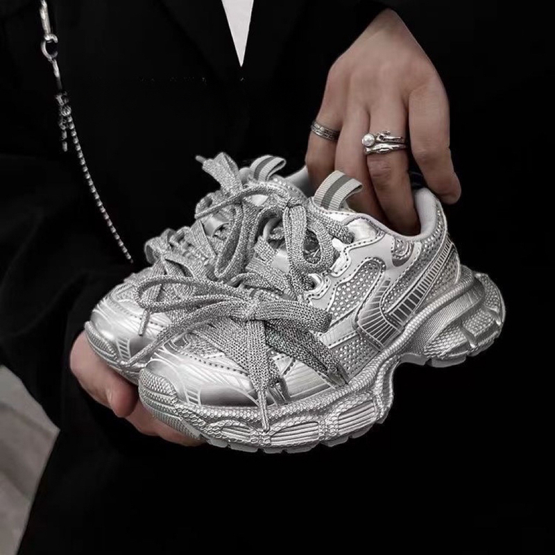 Children's Silver Rhinestone Sneakers 2026 Summer New Style Boys and Girls Jazz Dance Street Dance Starry Dad Shoes