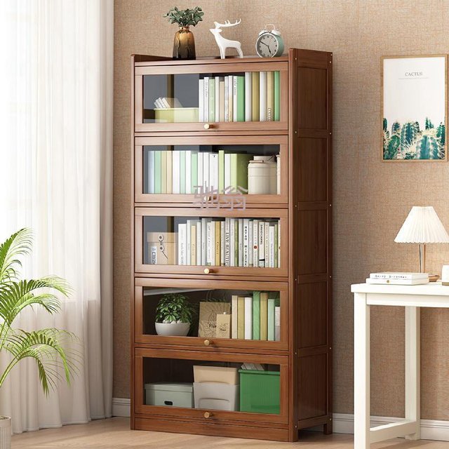 Z% bookshelf shelf floor-standing bookcase with doors Multi-layer desktop children's storage shelf living room simple display storage