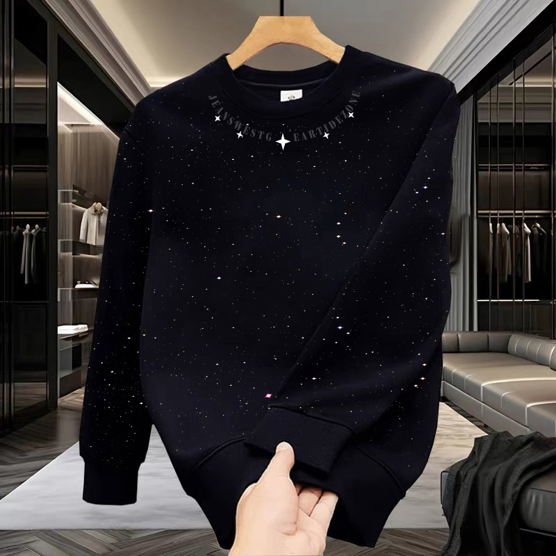 2025 Autumn/Winter New American Style Trendy Brand Personalized Print Loose Round Neck Versatile Handsome Starry Sequin Sweatshirt for Men 2025 Autumn/Winter New American Style Trendy Brand Personalized Print Loose Round Neck Versatile Handsome Starry Sequin Sweatshirt for Men