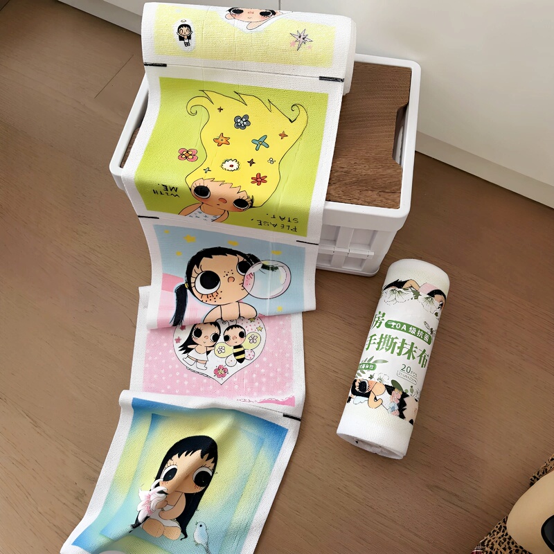 【Dormitory Use】Cute Cartoon Little Jade Cleaning Cloth for College Students' Dormitory Cleaning, Disposable Tear-Off Cloth for Weekly Cleaning