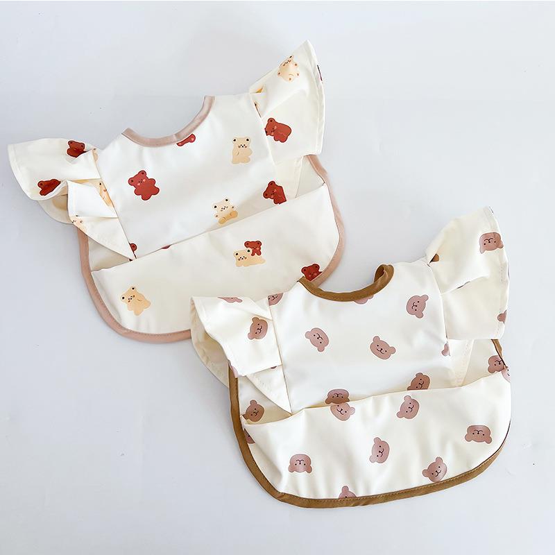 Ins Korean version of baby food bag angel wings PU waterproof bib children's bib complementary food prevent dirt and saliva bag