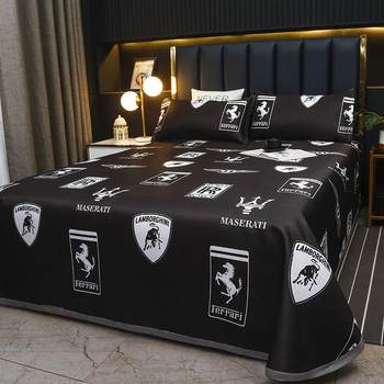 Nordic style brand dark ice silk mat three-piece set summer soft mat foldable machine-washed dirty-resistant sheets and straw mat