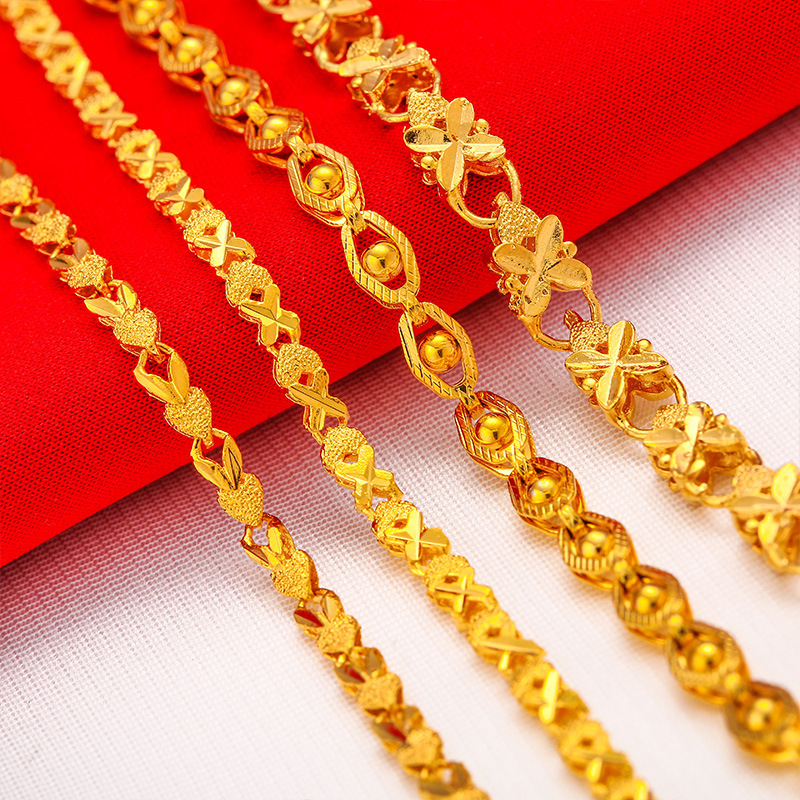 Japanese and Korean Four-Leaf Bracelet Accessible Luxury Versatile Retro Simple Gold-Covered Silver Phoenix Eye Clover Bracelet That Does Not Fade