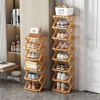 No installation folding shoe rack door door multi-layer long shoe rack small size narrow multi-function storage rack