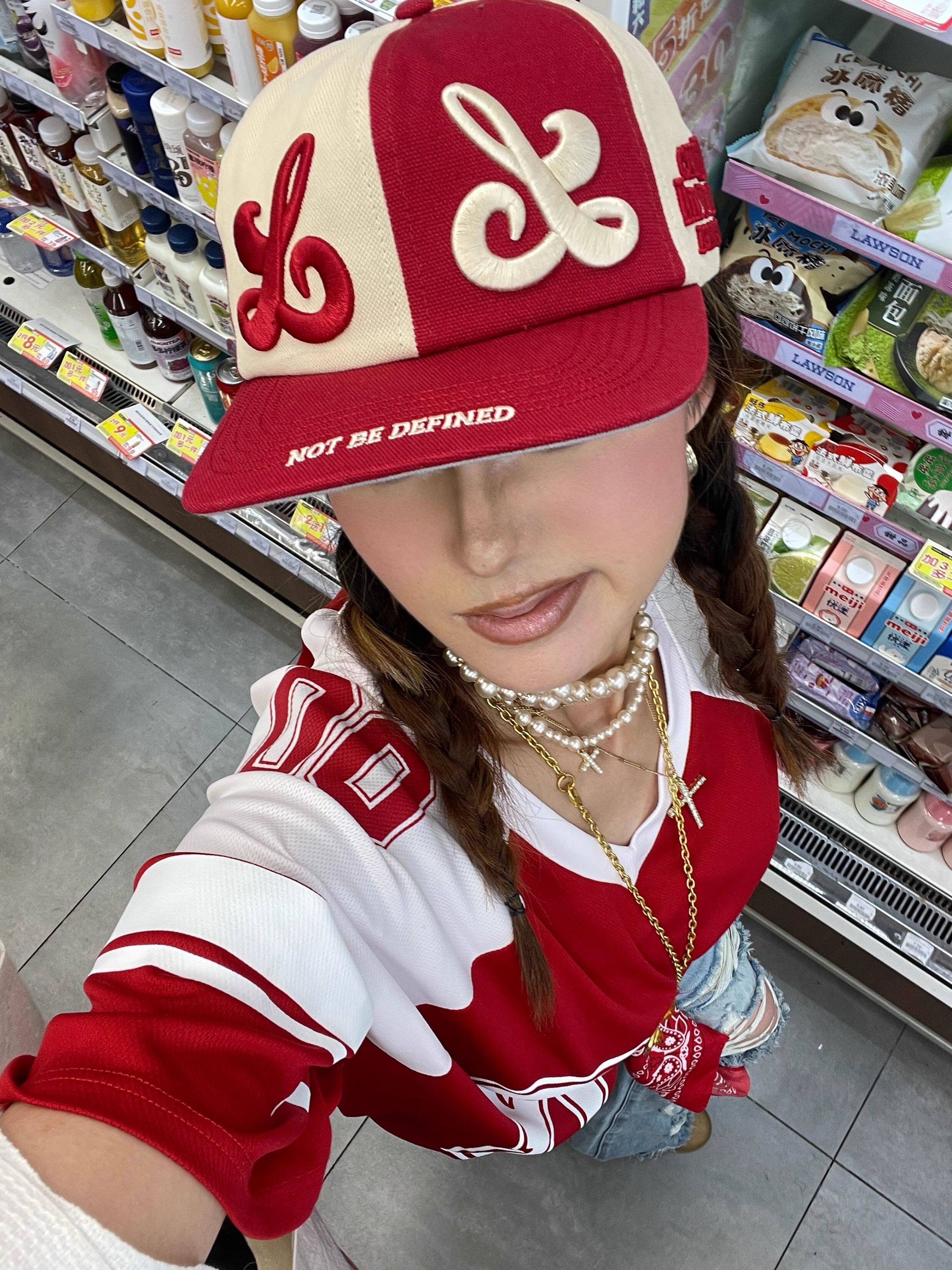 8LOME Red White Tai Chi Embroidered Flat-Brim Baseball Cap