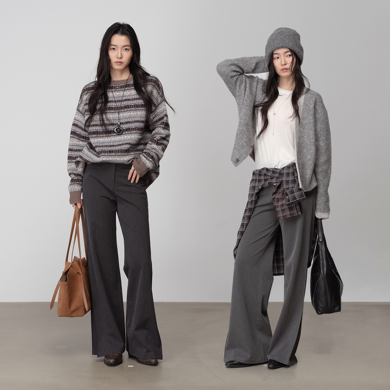 Left Cell'Supermodel Trousers' Black Flared Casual Pants for Women, Slimming, New Autumn Straight-Leg Pants Left Cell'Supermodel Trousers' Black Flared Casual Pants for Women, Slimming, New Autumn Straight-Leg Pants