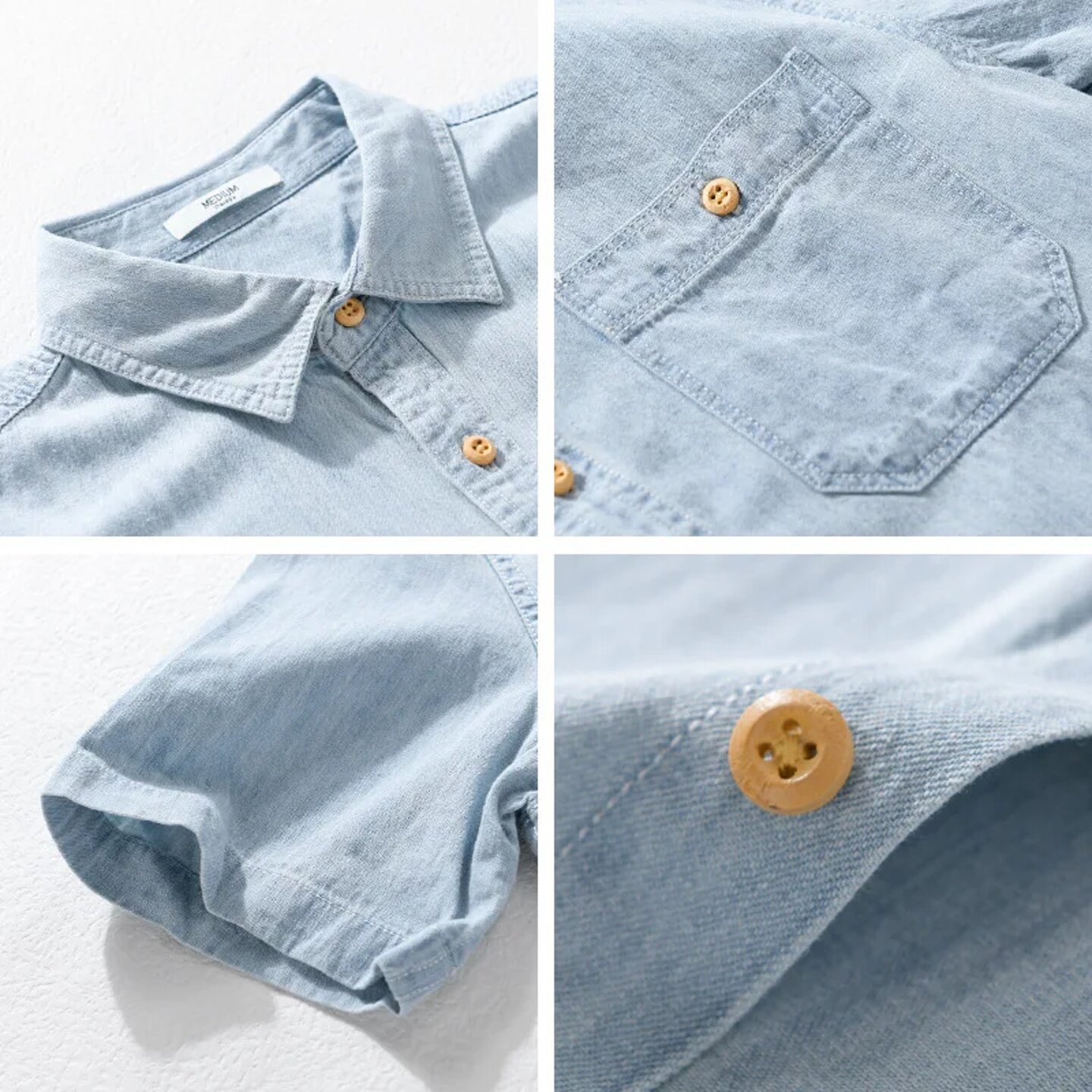 товар из китая light and thin summer short-sleeved denim shirt for men, ca
