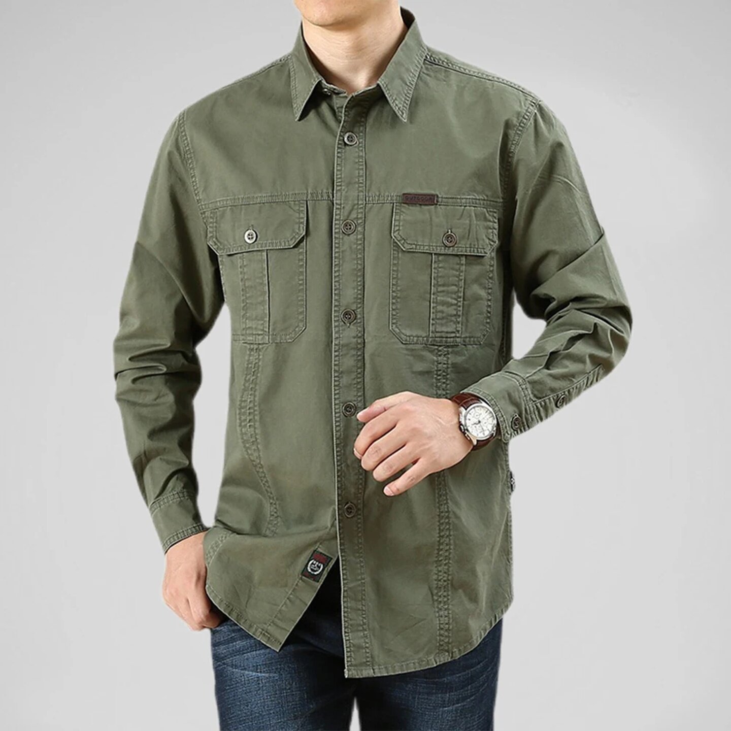 товар из китая 100% cotton men's shirt solid color multi-pocket high quali