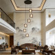 Medieval-Style Solid Wood Stairwell Chandelier in the Aesthetics of the Song Dynasty, Suitable for High-Ceilinged Duplexes, Self-Built Homes, and Spiral Chandeliers