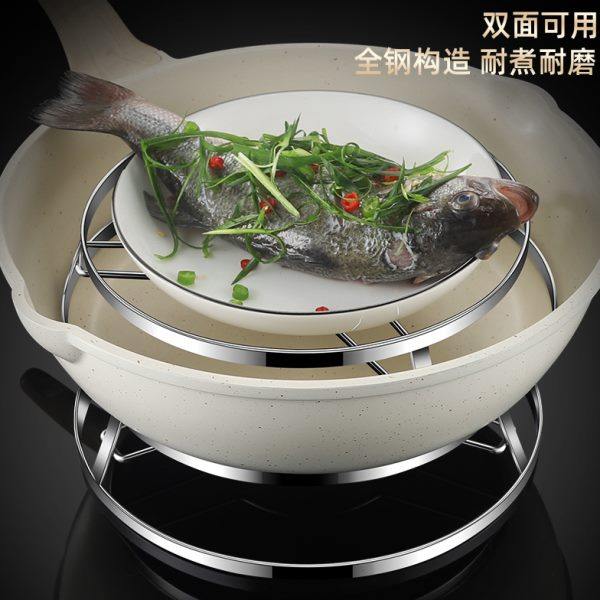 304 stainless steel pot rack household kitchen storage rack multi-functional thermal insulation steam rack pot mat storage tool