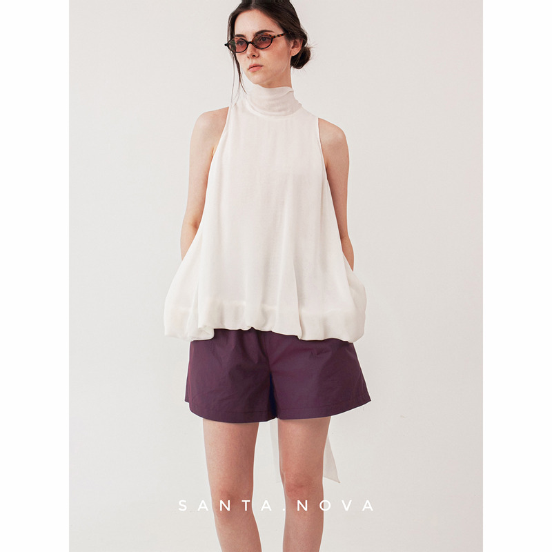Santa Nova Imported from Japan 100% Cupro Silk Double-Sided Halter Neck Sleeveless Top Reversible Santa Nova Imported from Japan 100% Cupro Silk Double-Sided Halter Neck Sleeveless Top Reversible