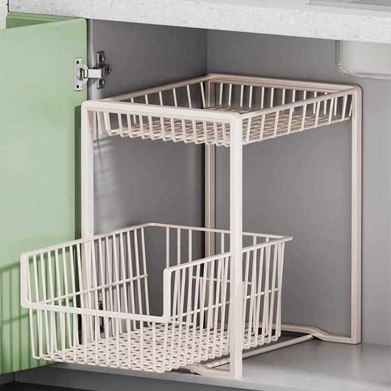 下水槽置物架抽拉式浴室柜下收纳盒多层卫生间洗手台下柜子分层架