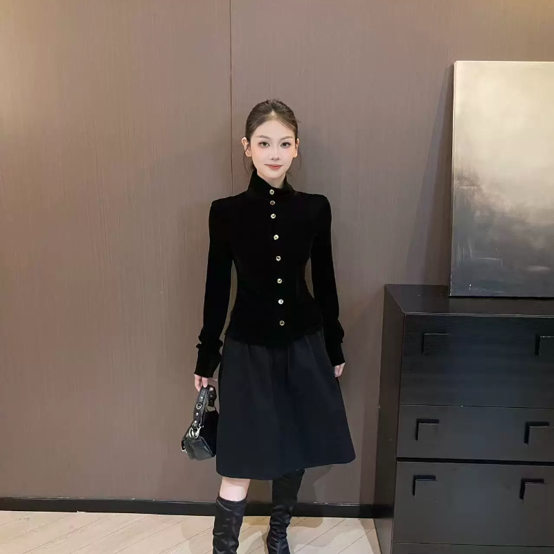 【Ailsa Baby】2026 Autumn European-Style Stand-Up Collar Velvet Long-Sleeve Shirt Jacket/81352B