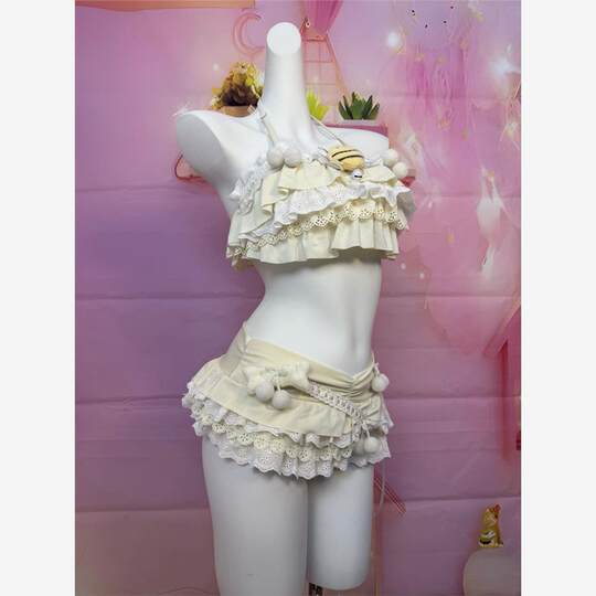 Little Sweet Shop Original Design Little Bee Loli Halter Top Short Skirt Hot Girl Sexy Pure Desire Style Swimsuit Set