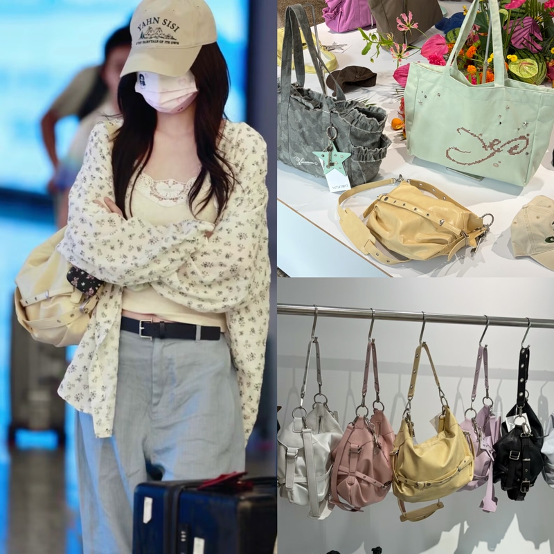 Korean Genuine Yeomim New Model Xu Mengjie Same Style Star Studded Underarm Biker Shoulder Bag Handbag