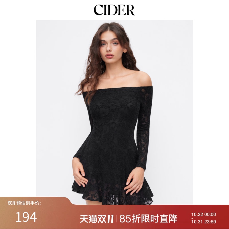 Cider Cotton Blend Lace Off-Shoulder Floral Ruffle Mini Dress 114976434