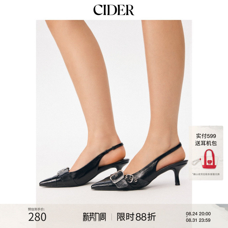 Cider2026 New Summer Product Pointed Toe Leather Buckle Kitten Heel Shoes 115129113 Cider2026 New Summer Product Pointed Toe Leather Buckle Kitten Heel Shoes 115129113
