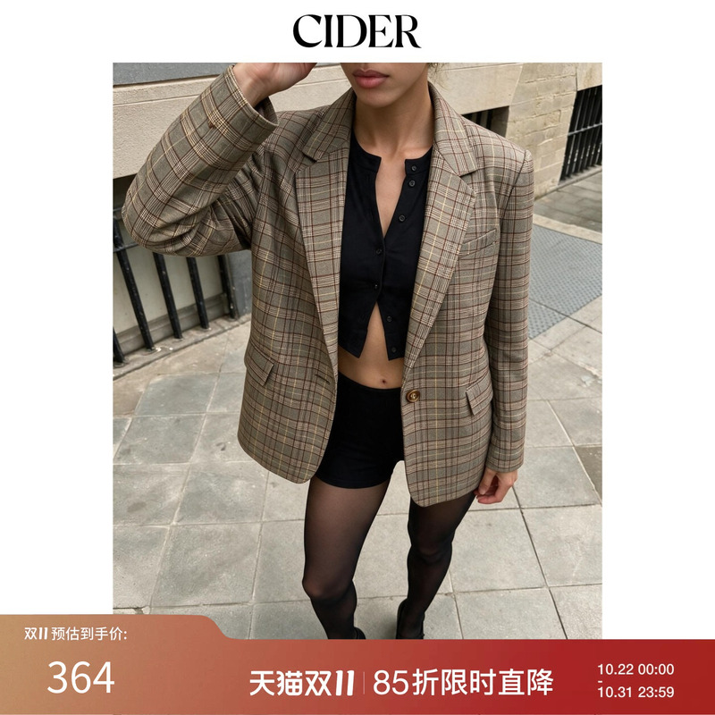 Cider2026 Autumn New Plaid Lapel Blazer 115585936