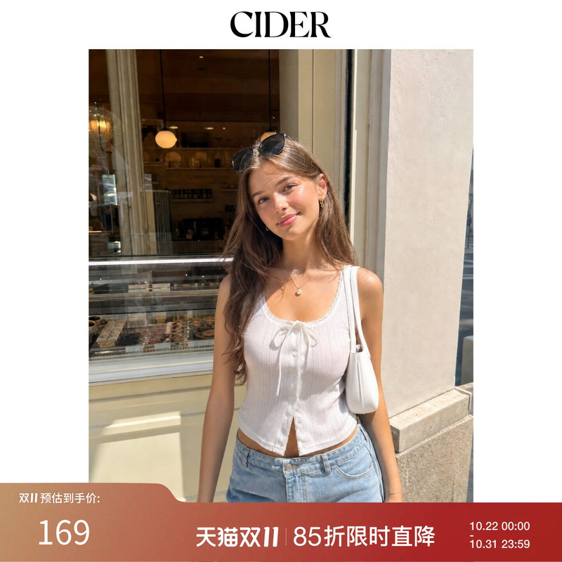 Cider New Autumn Product Hollow Texture Round Neck Lace Bow Camisole Top 115362958 Cider New Autumn Product Hollow Texture Round Neck Lace Bow Camisole Top 115362958