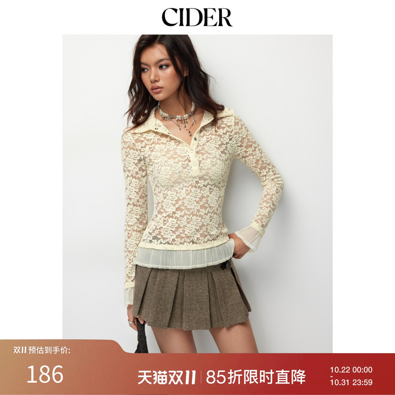Cider American Style Early Autumn Women's Floral Lace Lapel Sheer White Lantern Sleeve Top 114782549 Cider American Style Early Autumn Women's Floral Lace Lapel Sheer White Lantern Sleeve Top 114782549